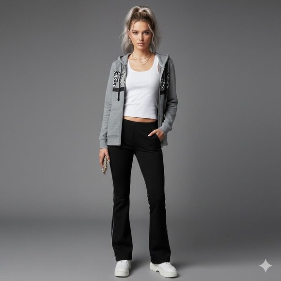 Victoria's Secret Tops - Vintage Victoria's Secret PINK Women's Small Logo Streetwear Zip-Up Hoodie Gray